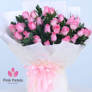 pink roses hand bouquet